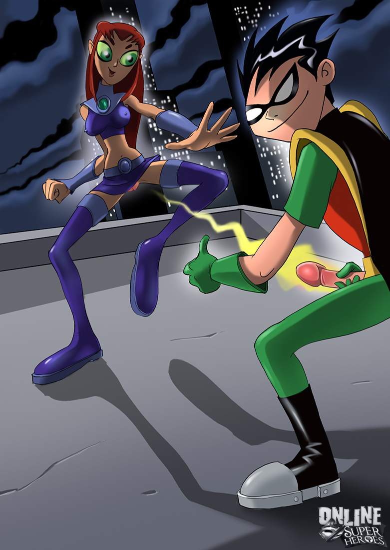 SureFap xxx porno The Teen Titans - [Online SuperHeroes] - Starfire Enjoys Sex With Robin and His Super Powered Cock