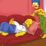 The Simpsons - [XL-Toons] - Marge Gives Homer A Hot Blowjob On The Couch