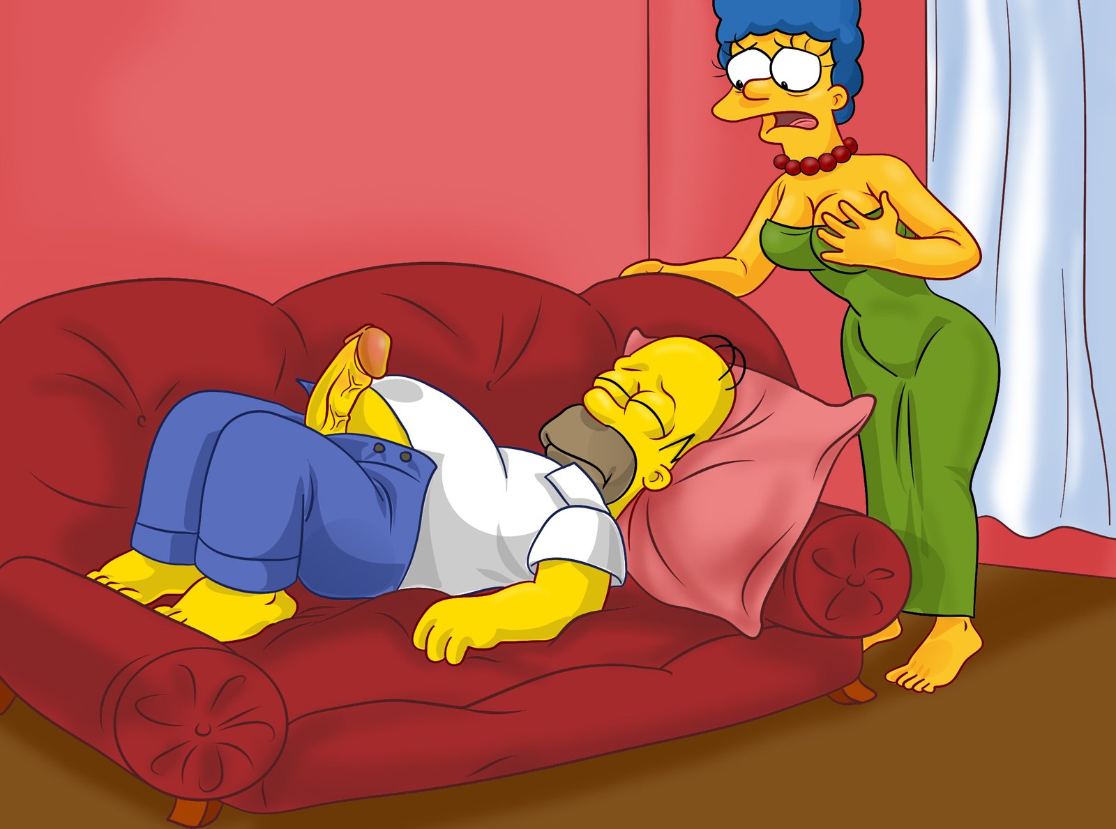 SureFap xxx porno The Simpsons - [XL-Toons] - Marge Gives Homer A Hot Blowjob On The Couch